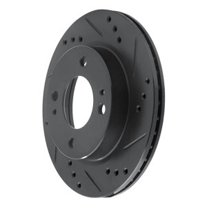 Mitsubishi Mirage Brake Rotor (1) - Front Right - R1 Concepts - Drilled & Slotted - Black - `14-`15